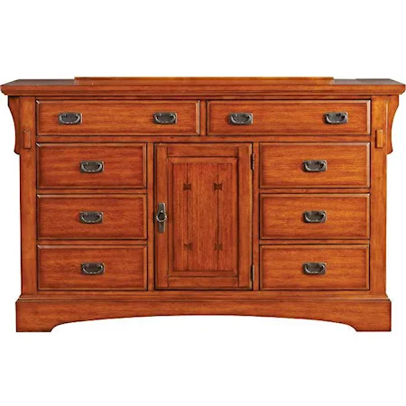 Mission Eight Drawer Dresser and Cabinet with Door Catch